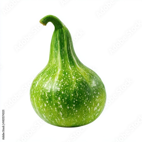 Green calabash gourd close up shot on white background