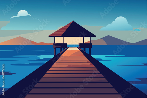wooden-dock-leading-to-a-thatched-hut-over-ocean