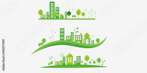 set of ecology green energy concept