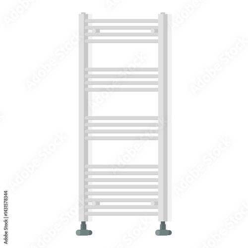 White heated tower rail radiator isolated