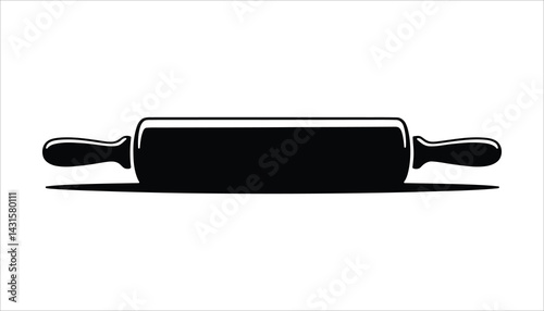 Rolling Pin Icon – Simple Black Silhouette on White Background