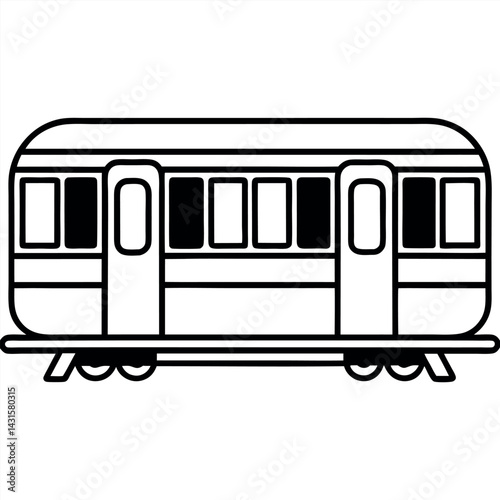 Simple Vector Illustration of a Subway Train in Outline Format