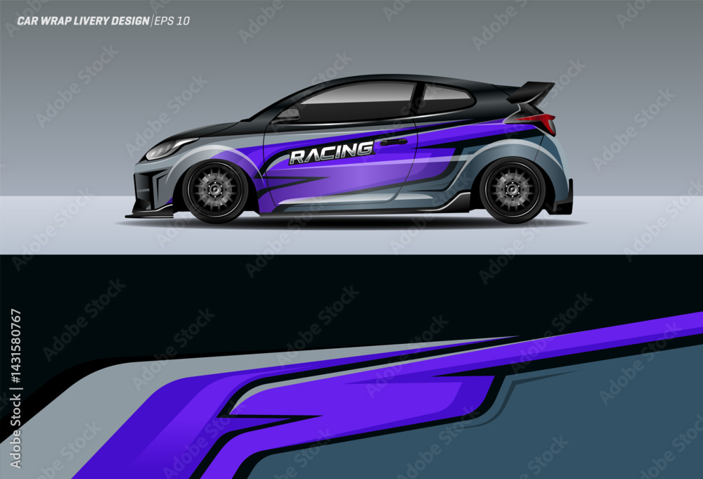 Car wrap design with racing style. Universal Car wrap design printable file vector Car wrap design with racing style. Universal Car wrap design printable file vector
