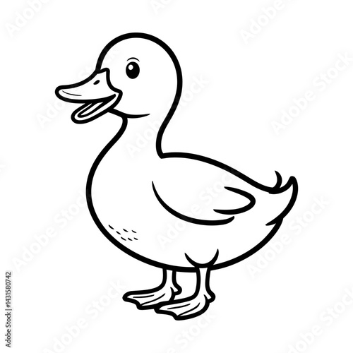 Cute Duck Outline Icon – Simple Vector Illustration vector