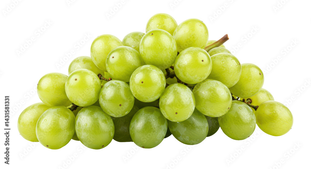 Close-up of a pile of juicy green grapes on a dark background, highlighting their freshness