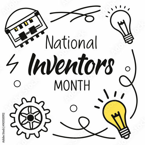 NATIONAL INVENTORS MONTH vector illustration