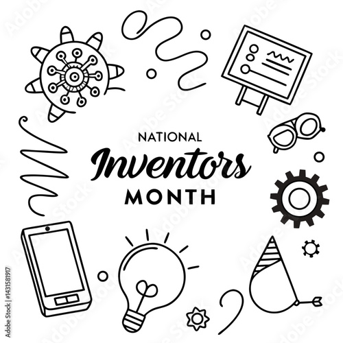 NATIONAL INVENTORS MONTH vector illustration