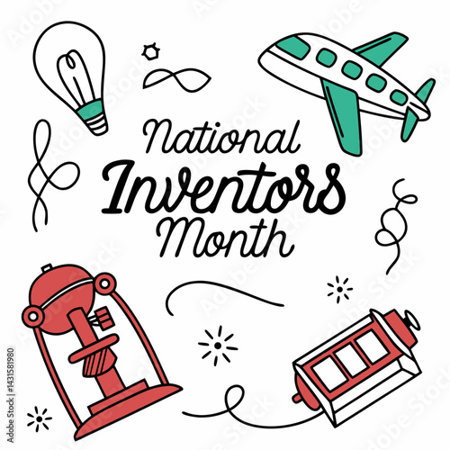 NATIONAL INVENTORS MONTH vector illustration