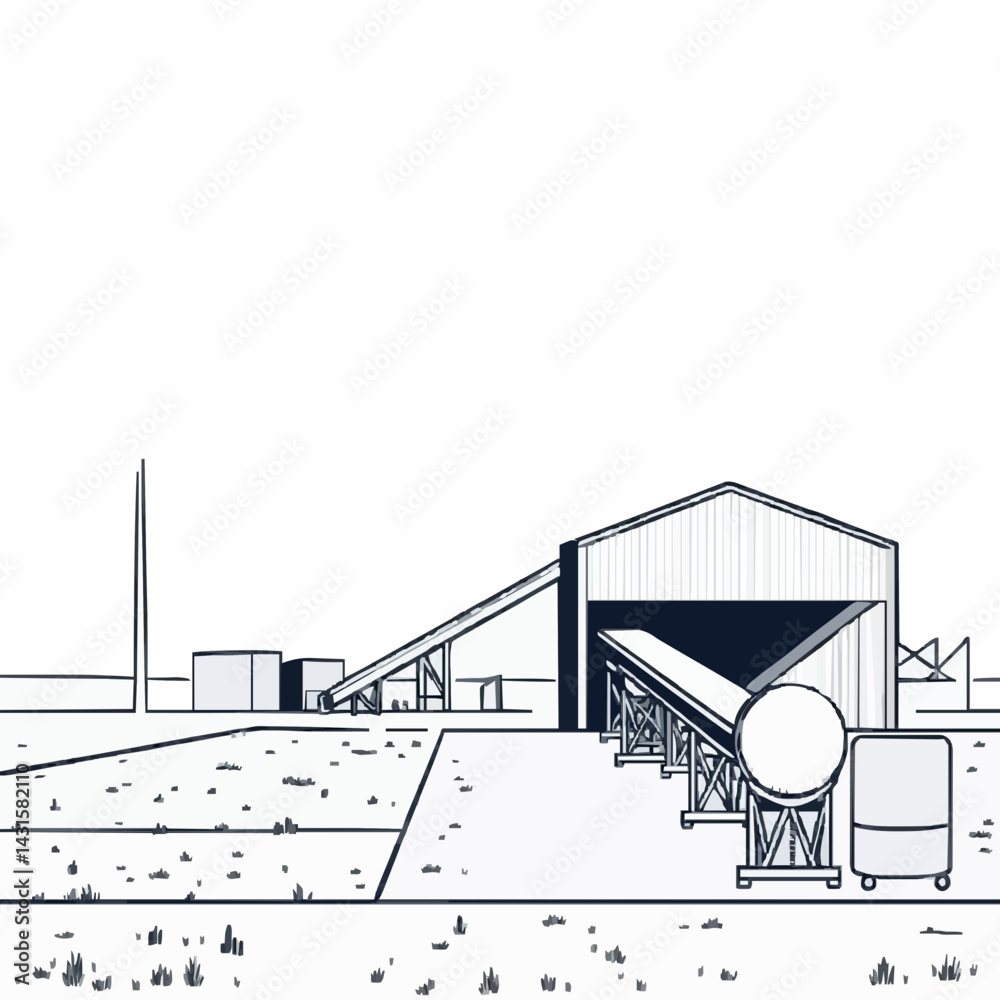 Fototapeta premium Industrial Warehouse in Conveyor Belts