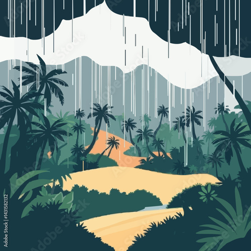 Lush Rainforest with Sand Dunes