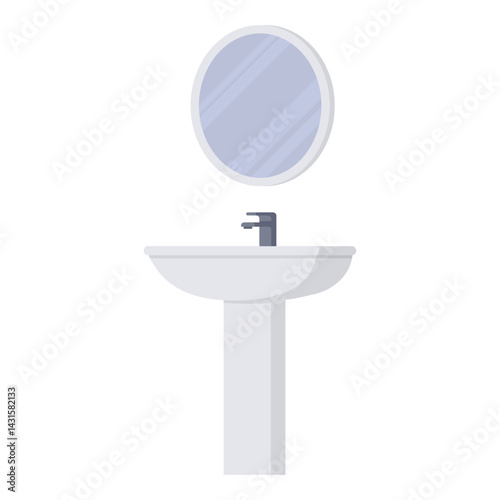 Ceramic bathroom sink and mirror