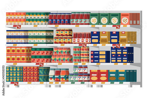 Food on the grocery store shelves