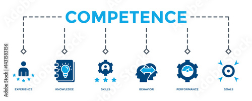 Competence Banner Icon Vector Illustration. Two Tone Blue Style. Can Be Used To Create Any Design