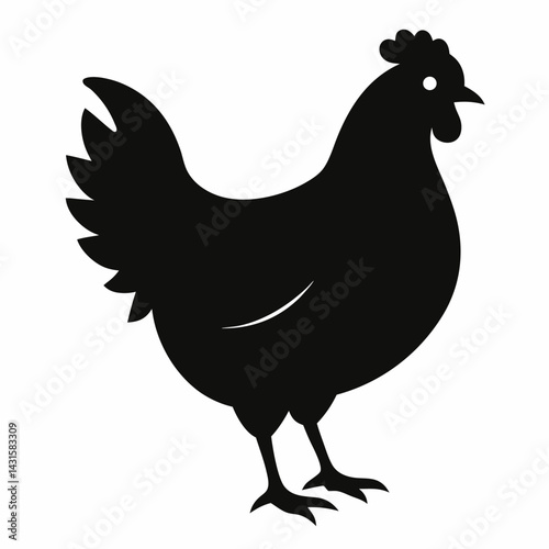 new hen animals silhouette vector icon on white background