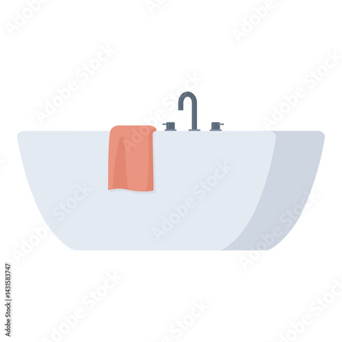 Ceramic bath tub with towel