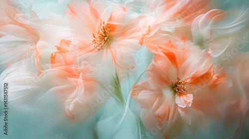 Fototapeta Naklejka Na Ścianę i Meble -  Background with beautiful blooming flowers, motion blur effect	