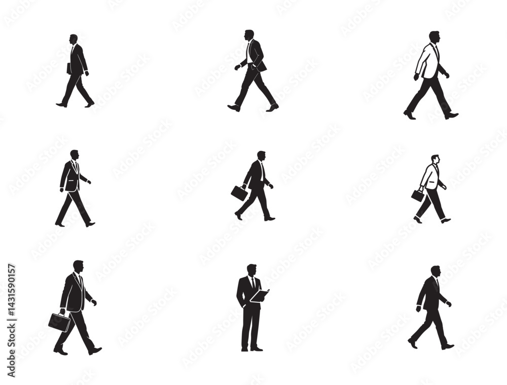 Fototapeta premium Businessperson Walking – Silhouette Vector 