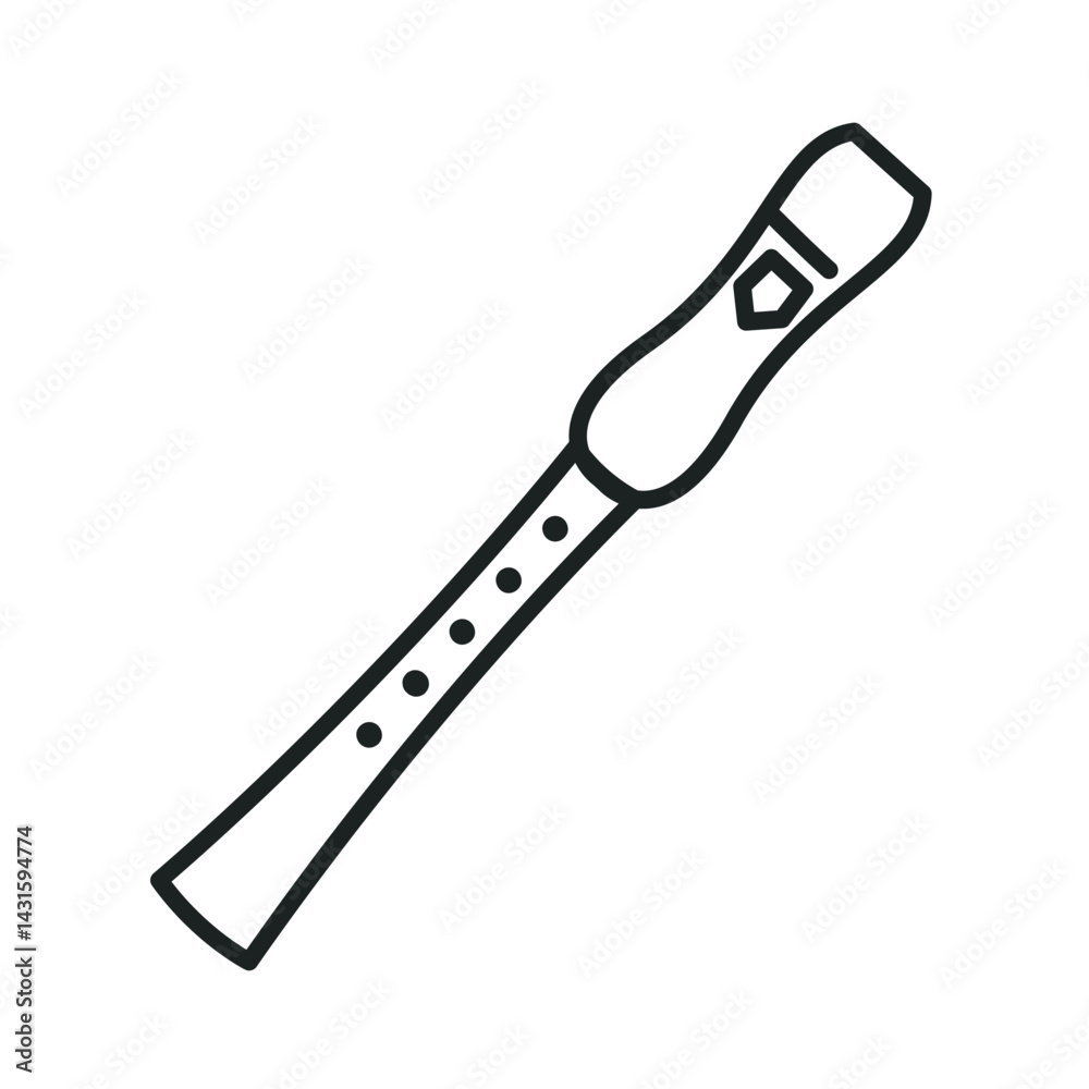Flute icon line art style. Vector Flute icon line art style. Vector