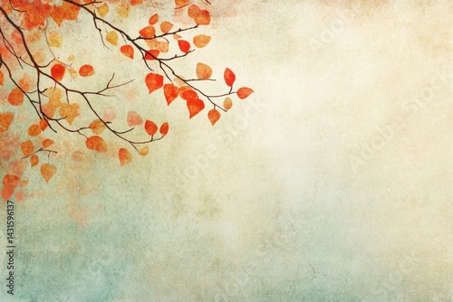 Rustic autumnal watercolor artwork with fall foliage.