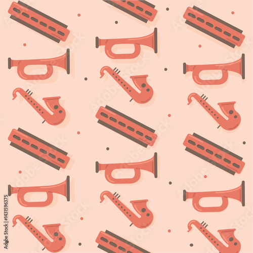 Wind instruments pattern. Vector