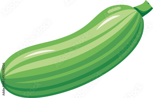 A vibrant vector art illustration featuring a delicious, fresh zucchini fruit with rich green hues and detailed textures, perfect for culinary designs.