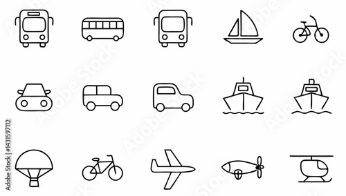 transport set of web icons in linear style  transp.eps