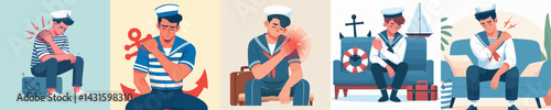 sore shoulder sailor character vector