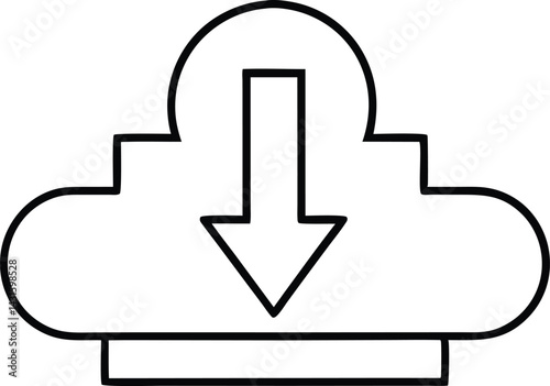 download data line art vector icon.