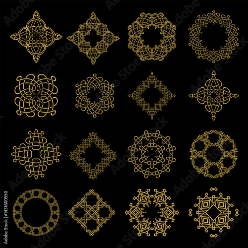 Traditional Ethnic Turkiye Gold Decoration Vector