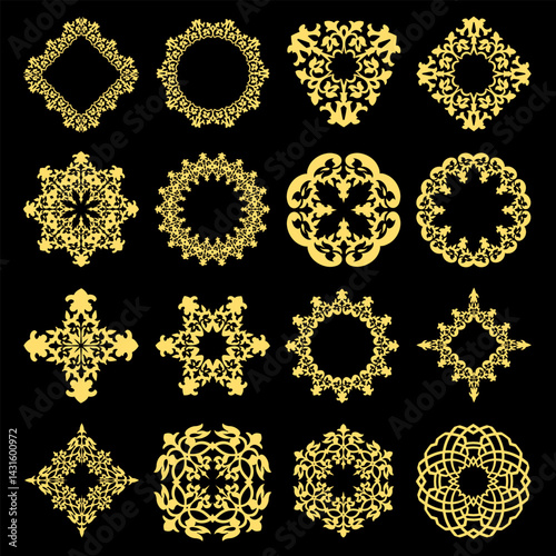 Turkiye Traditional Ethnic Motif Gold Decoration Vector