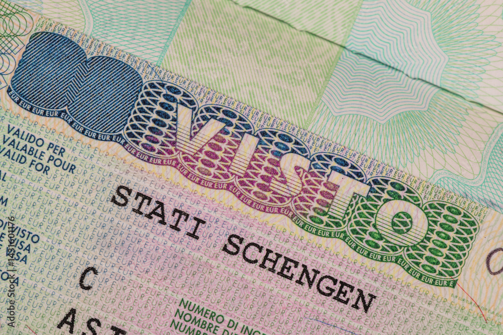 Obraz premium Passport page with Schengen visa