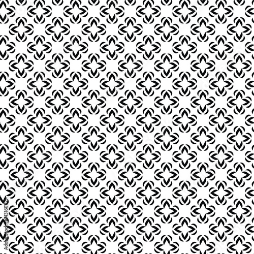 Black and white vector seamless pattern with small diamonds , star shapes ,rhombuses .Abstract black and white geometric texture .Simple minimal wide repeat background .