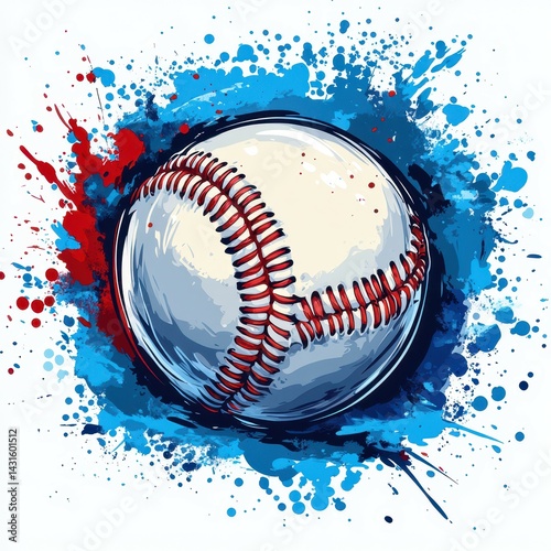 Wallpaper Mural Vibrant baseball surrounded by colorful splashes of paint in an artistic design setting Torontodigital.ca