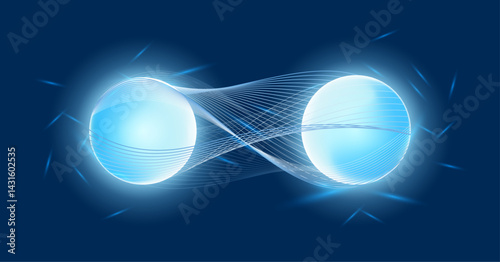 Futuristic Glowing Particles in Quantum Field Illustration in Vector Art