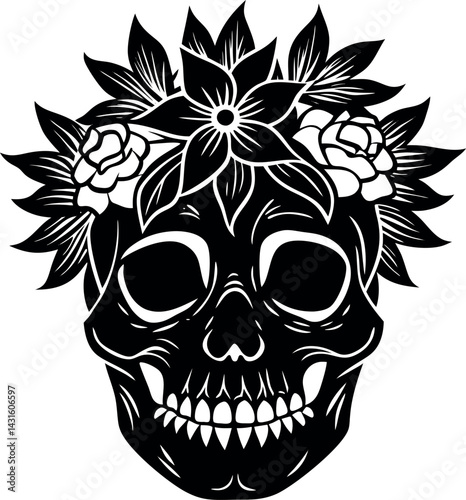Skull With Floral Crown