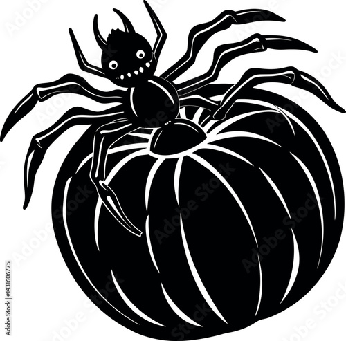 Spider Crawling Out Of Pumpkin