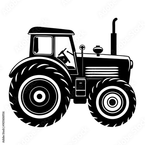 Tractor silhouette vector illustration isolated on a transparent background