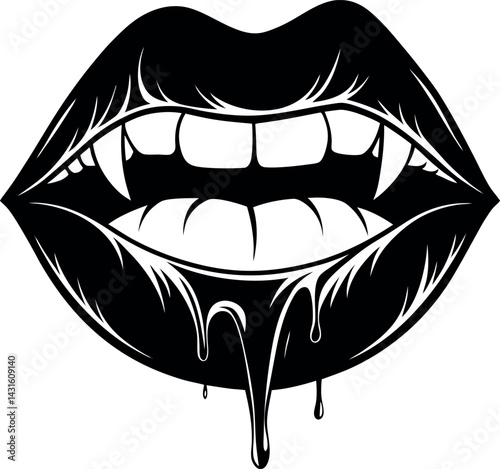 Vampire Lips With Dripping Blood