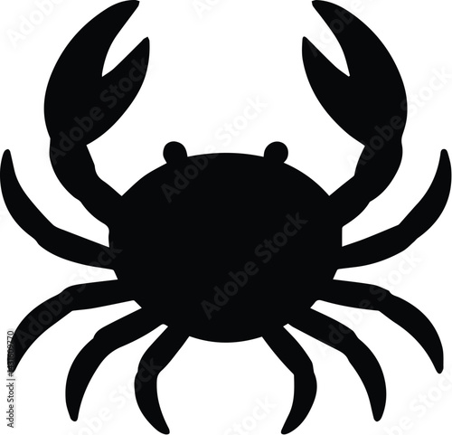 WebCrab silhouette, Black silhouette crab on a white background, Vector hand drawn kids illustration, Sea ocean, Underwater world 