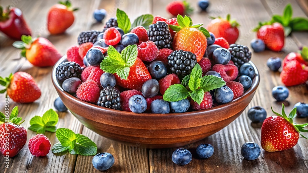 Fresh Mixed Berries Closeup - Vibrant Summer Fruit Bowl Fresh Mixed Berries Closeup - Vibrant Summer Fruit Bowl