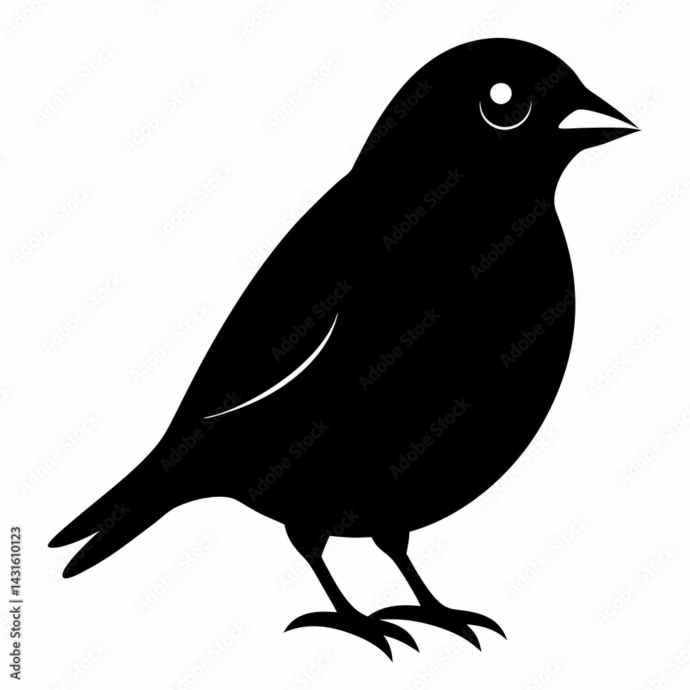 Fototapeta premium Sleek Black Silhouette of a Canary