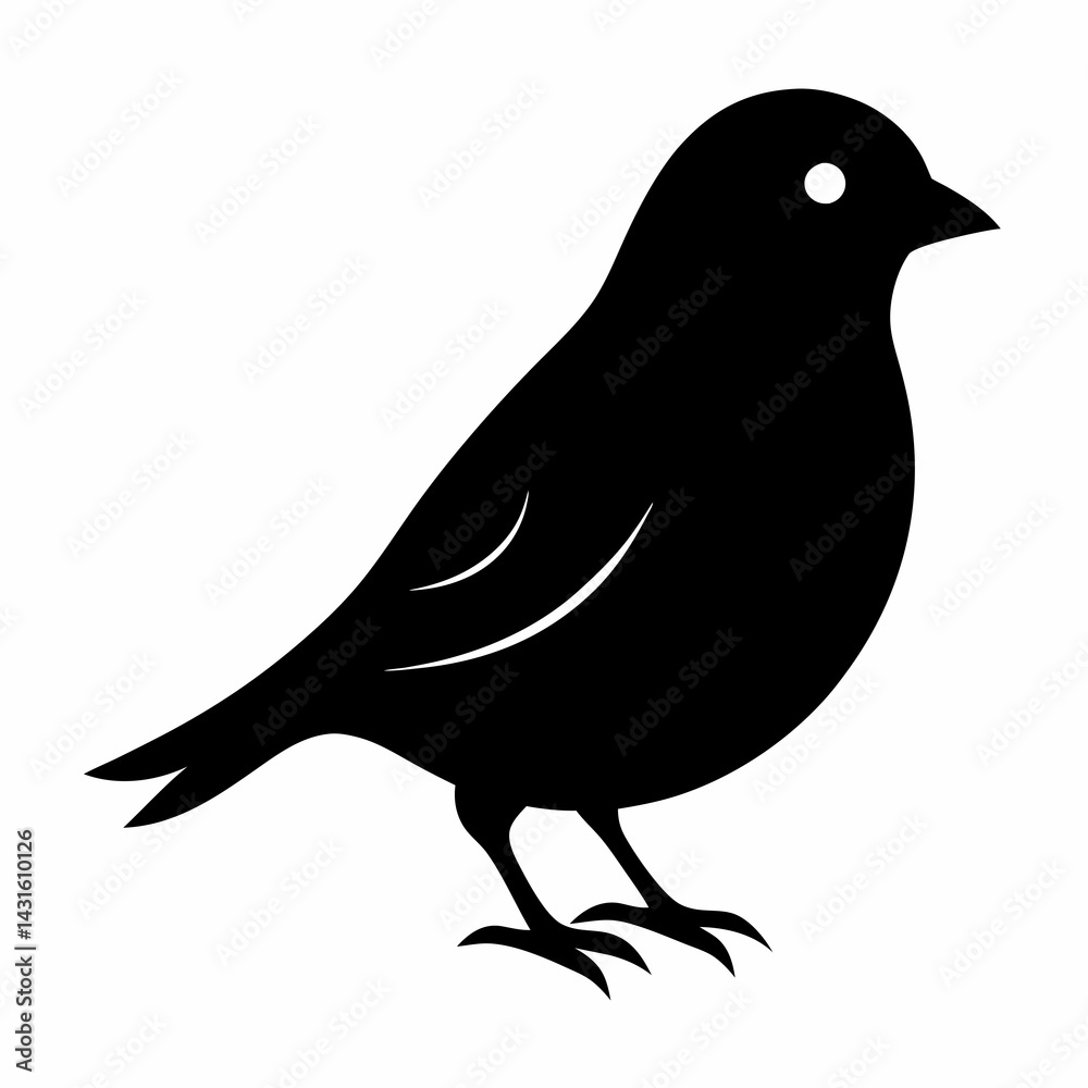 Fototapeta premium Sleek Black Silhouette of a Canary