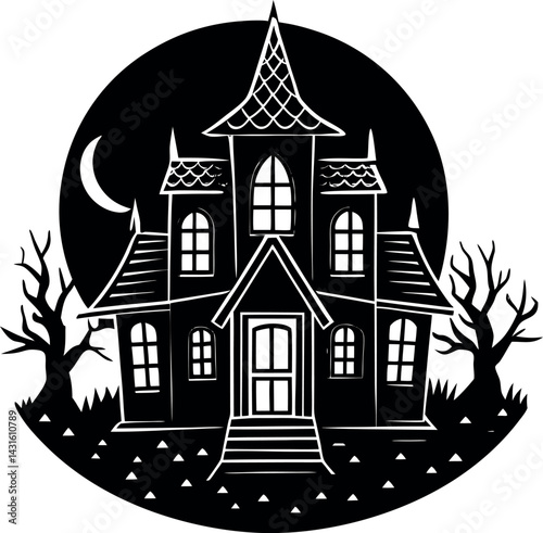 Haunted House With Glowing Windows