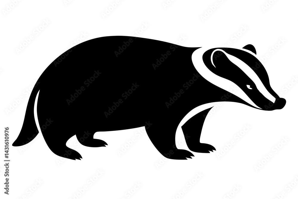 Obraz premium Badger silhouette graphic illustration burrowing mammal wildlife animal nature design, badger, silhouette, animal, mammal, wildlife, vector, design, nature, illustration, graphic, burrowing
