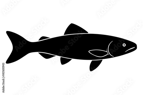 Elegant fish silhouette vector graphic streamlined body and fins design illustration, fish, silhouette, animal, ocean, sea, marine, wildlife, vector, illustration, design, graphic, outline, black