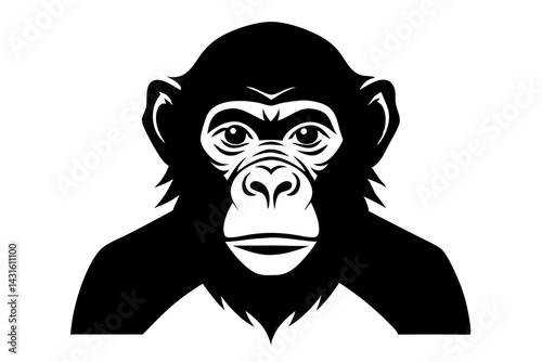 Chimpanzee silhouette vector illustration primate great ape wildlife mammal graphic design template, chimpanzee, ape, primate, mammal, silhouette, animal, wildlife, zoo, jungle, rainforest, nature