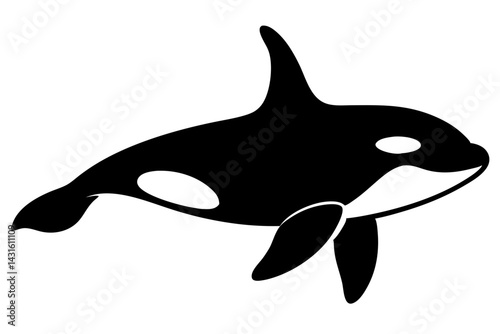 Striking silhouette of a majestic orca whale embracing the mysterious depths of the ocean, orca, killer whale, silhouette, marine life, ocean, sea, mammal, predator, aquatic, animal, wildlife