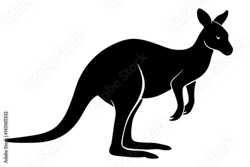 Kangaroo silhouette image showing australian wildlife animal black and white design, kangaroo, silhouette, animal, wildlife, mammal, australia, australian, marsupial, design, vector, illustration