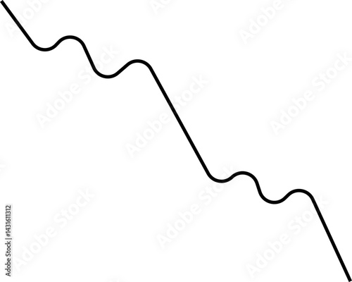 Rounded chart with alternating peaks and dips forming a jagged visual pattern along a smooth wave.