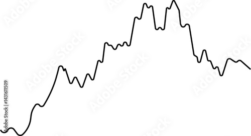 Smooth black wavy line graphic with distinct zigzag patterns showing market variation.